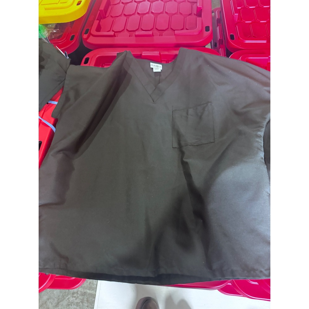 Barco Basix BX001 Black V-Neck Scrub Top Medical Uniform Size Large NWT